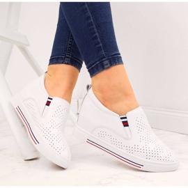 Women's leather sneakers on a white openwork wedge Filippo 1