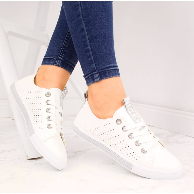 Women's sneakers with eco leather white Filippo 1