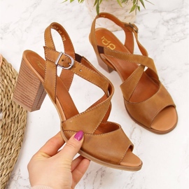 Women's leather sandals on a brown Dolce Pietro post 2