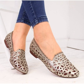 Women's gold openwork leather shoes Juma 1