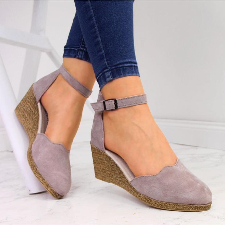 Leather women's sandals on a wedge, dirty pink Filippo 1