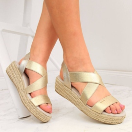 Women's sandals espadrilles on the golden Big Star HH274414 platform 1