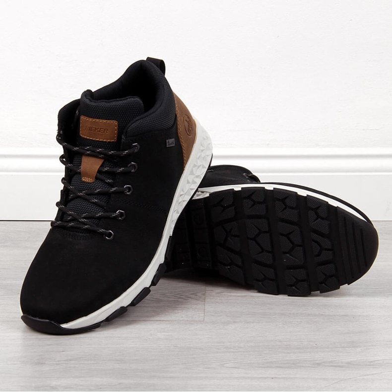 Black leather men's shoes Rieker B6740-00 1