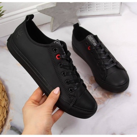 Low-top eco-leather sneakers all black Big Star JJ274006 2