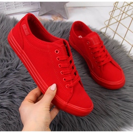 Low-top textile sneakers all red Big Star JJ274068 1