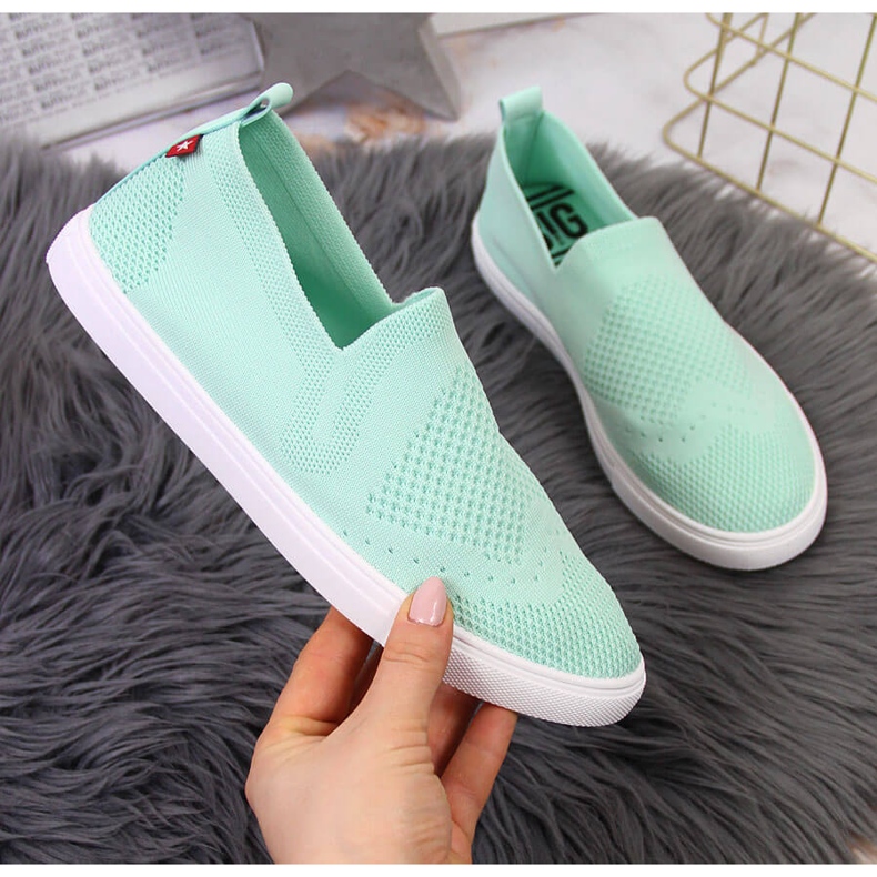 Women's mint slip on sneakers Big Star FF274A604 green 1