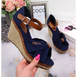 Sandals espadrilles on wedges navy blue Big Star JJ274938 1