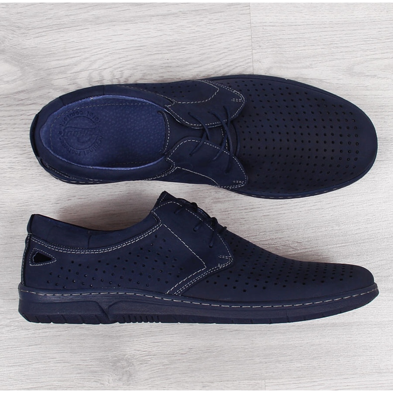 Men's navy blue openwork shoes Łukbut 1447 1