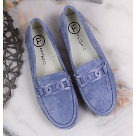 Women's blue leather loafers Filippo 2