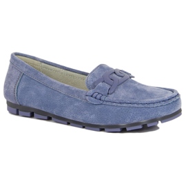 Women's blue leather loafers Filippo 1
