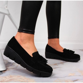 Black Filippo leather women's moccasins 1
