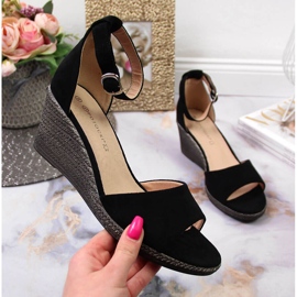 Women's black wedge sandals Potocki 1