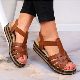 Brown Rieker 62918-22 women's brown wedge sandals 1 Brown Rieker 62918-22 women's brown wedge sandals 1