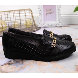 Women's openwork shoes with a chain, black Jezzi 2