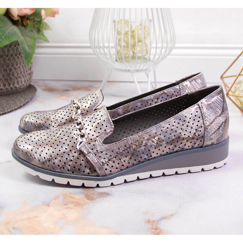 Women's openwork shoes with a chain Lavender Jezzi violet multicolored 2