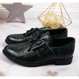 Green Jezzi lacquered women's shoes with a bow 2