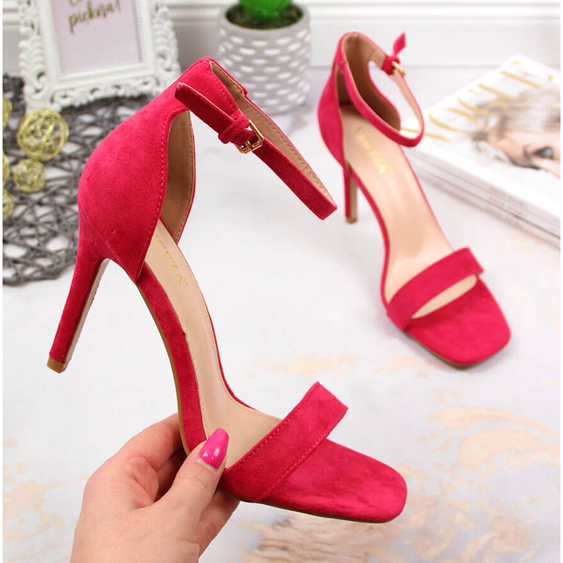 Sandals high heels suede fuchsia Vinceza pink 1