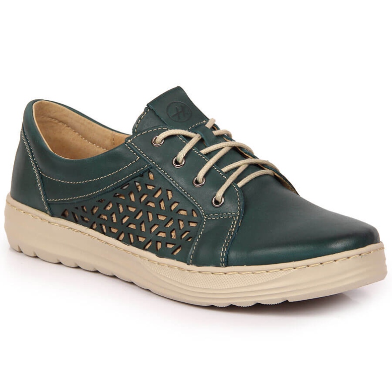 Comfortable green leather shoes for women Helios 375 1