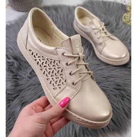 Comfortable leather women's shoes, golden Helios 375 1