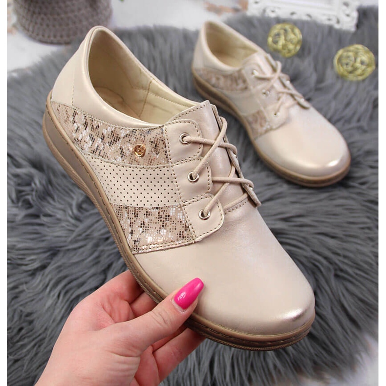 Comfortable golden leather shoes for women Helios 399 1 Comfortable golden leather shoes for women Helios 399 1
