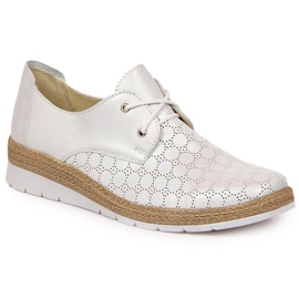 Comfortable women's leather shoes, silver Helios 401 1
