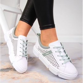 Women's white openwork leather shoes Rieker N5950-80 1