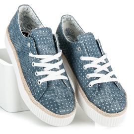 Kylie Openwork sneakers on the platform blue 1