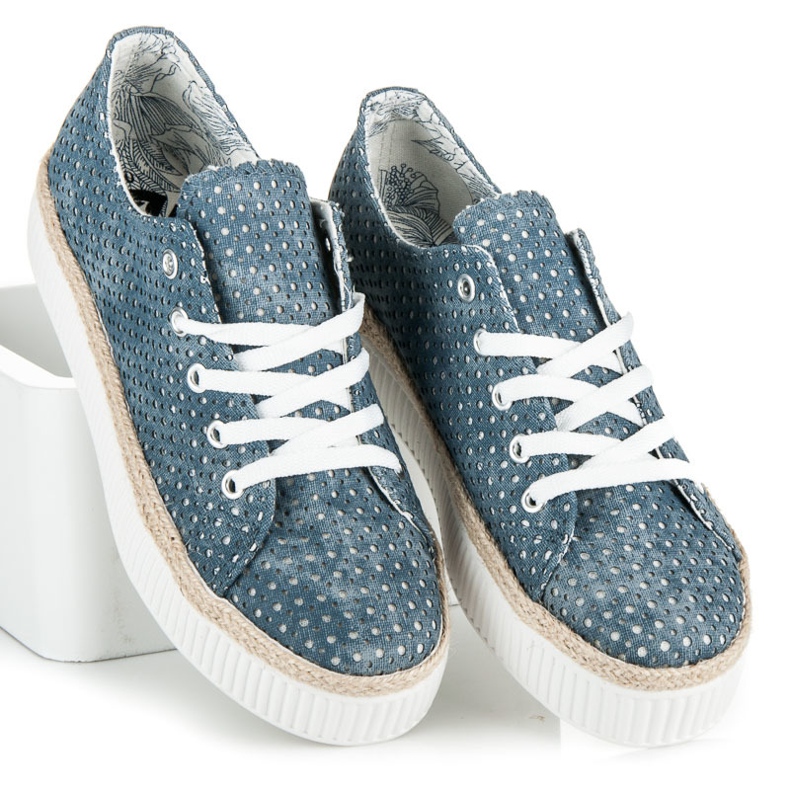 Kylie Openwork sneakers on the platform blue 1