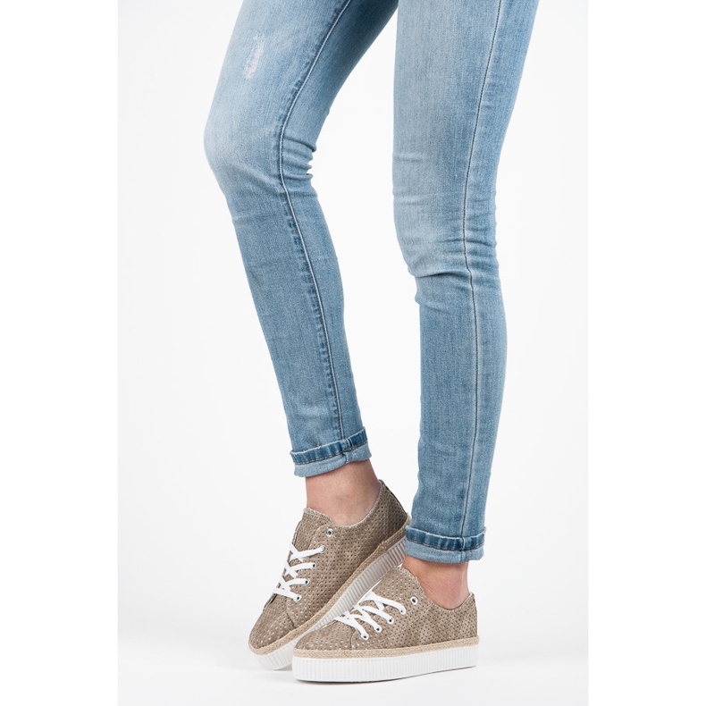 Kylie Openwork sneakers on the platform brown 1