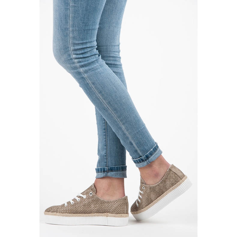 Kylie Openwork sneakers on the platform brown 2