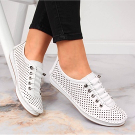 White Artiker openwork leather women's shoes 2