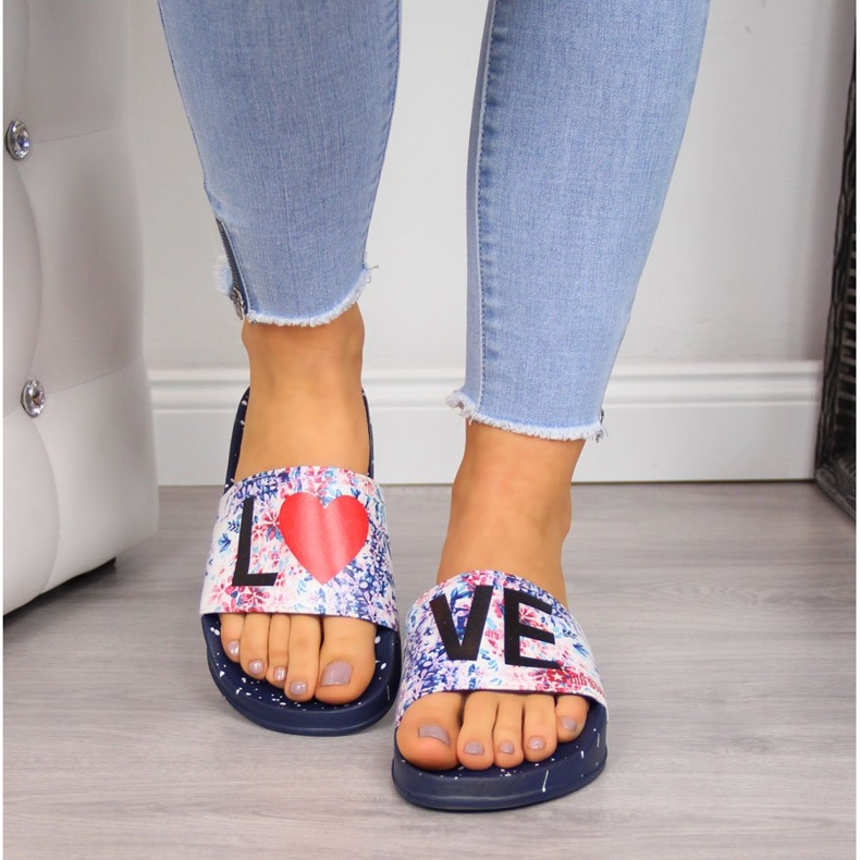 Women's navy blue rubber beach slippers Big Star 2