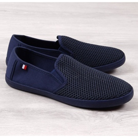 Atletico navy blue men's openwork sneakers 1