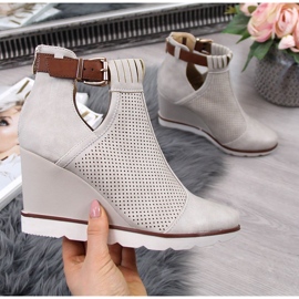 Women's beige sneakers with openwork wedges Filippo 2