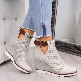 Women's beige sneakers with openwork wedges Filippo 1