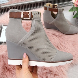 Gray Filippo gray openwork wedge sneakers grey 2