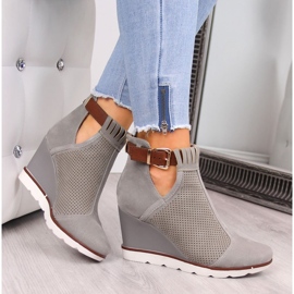 Gray Filippo gray openwork wedge sneakers grey 1