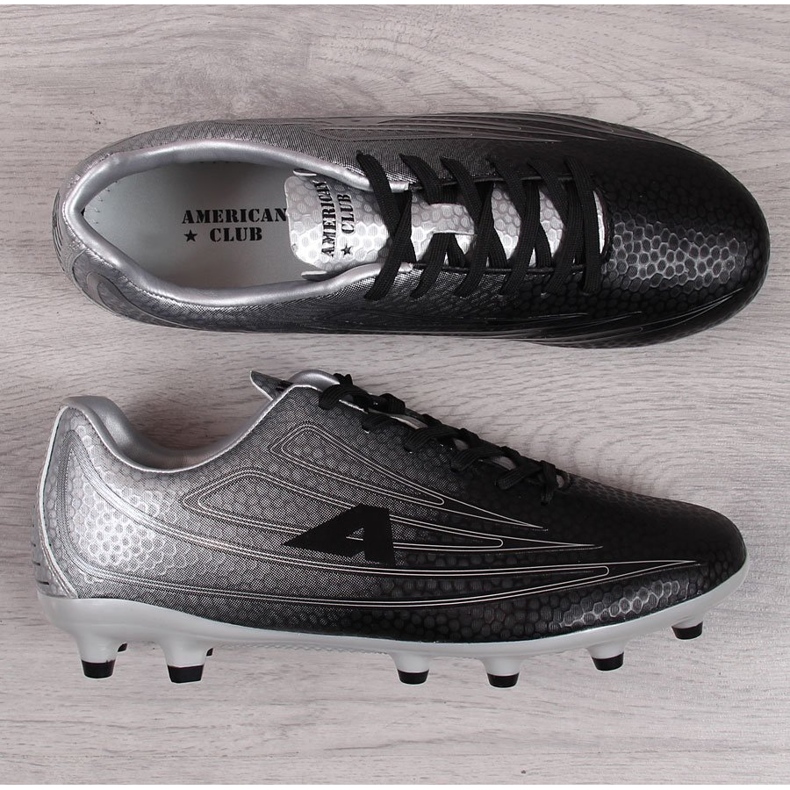 American Club black and silver men's soccer cleats black / silver 1