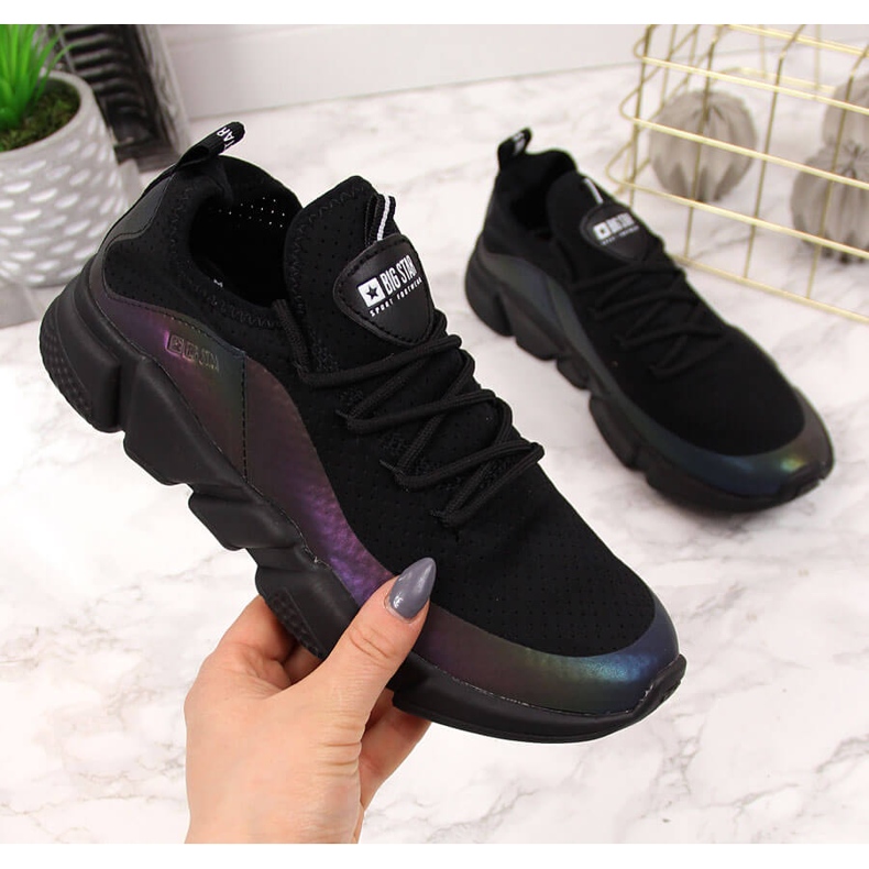 Black Big Star FF274A053 black women's sports shoes 2