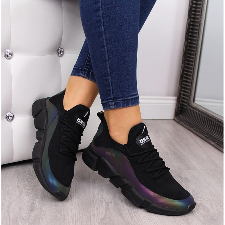 Black Big Star FF274A053 black women's sports shoes 1