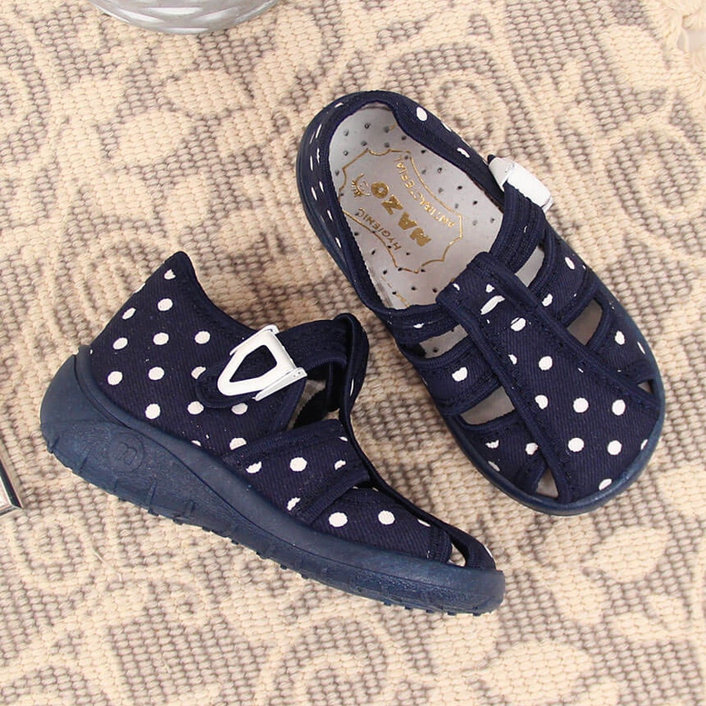 Girls' slippers, navy blue Nazo sandals 2
