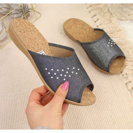 Women's home slippers, open toe, gray Befado grey 1