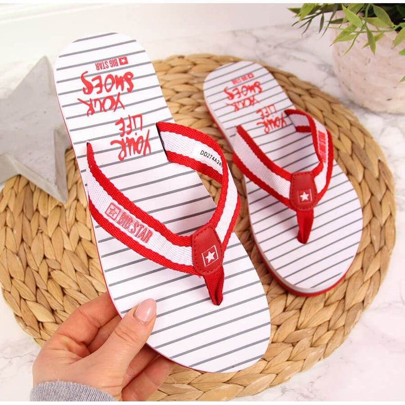 Red Big Star DD274A249 women's red beach flip-flops 2