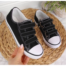 Black Atletico children's low-top sneakers with velcro fasteners 1