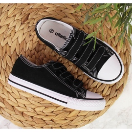Black Atletico children's low-top sneakers with velcro fasteners 2
