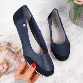 Women's navy blue leather ballerinas Filippo 2