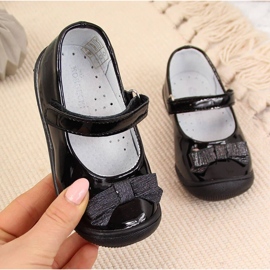 Girls' black velcro black ballerinas Kornecki 6065 1