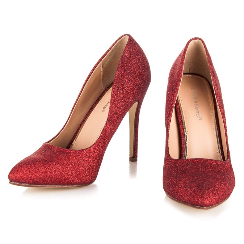 Ideal Shoes Glitter pumps on a pin red 1