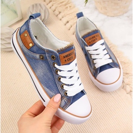 American Club navy blue children's low sneakers 1