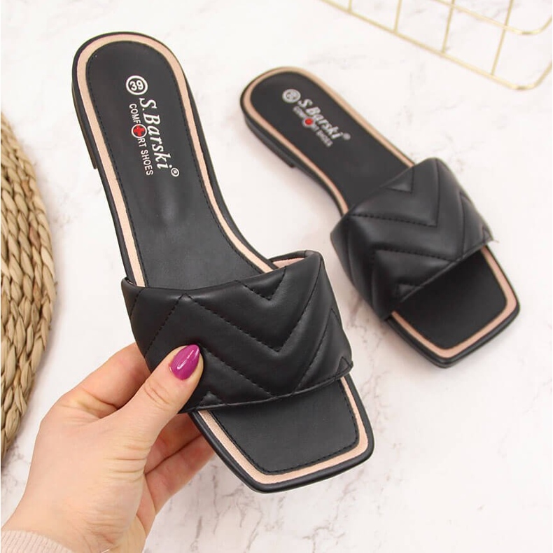 S.Barski Black quilted women's slippers S. Barski 2 S.Barski Black quilted women's slippers S. Barski 2